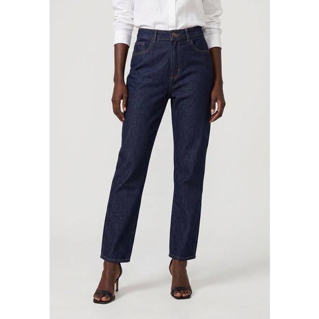 Calça Jeans Feminina Lança Perfume Luna Mom Super High Azul Escura