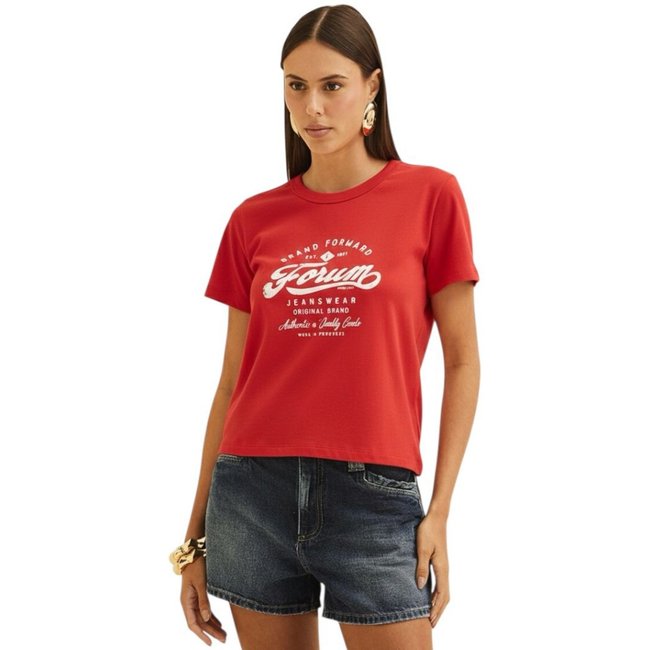 Camiseta Basic Com Estampa Forum Vermelho Sparkly