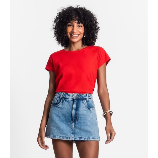 Blusa Feminina Ribana Canelada Básica Rovitex Laranja