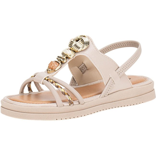 Sandália Feminina Flat Mississipi J0221 A0640221 Bege
