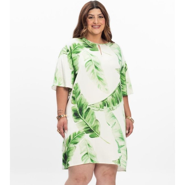 Vestido Feminino Plus Size Curto Secret Glam Bege