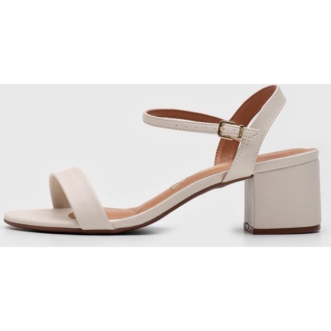 Sandália Vizzano Salto Grosso Off-White