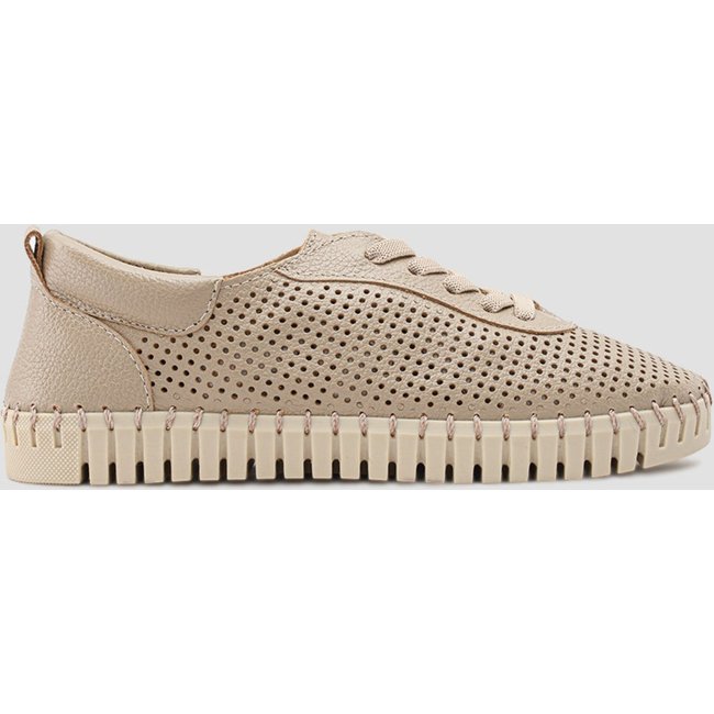Tênis Comfort Corte Laser Couro Nude CBK Bege