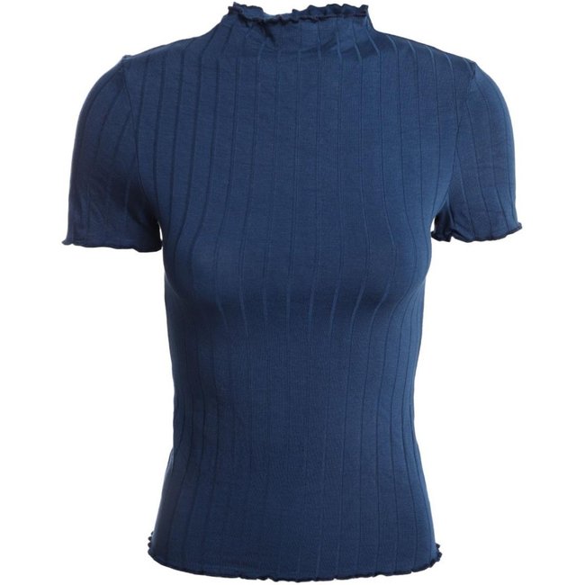 Blusa Canelada Manga Curta Autentique Feminina MARINHO