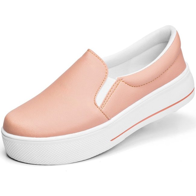 Tênis Feminino Lumiss Slip On Confortável Calce Fácil Sintético Nude