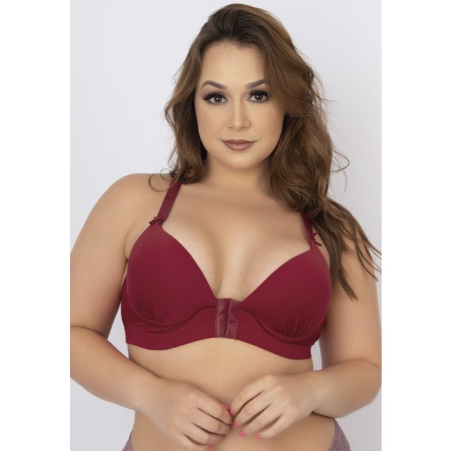 Soutien Feminino Serra e Mar Modas Bojo Reforçado Nadador Vinho