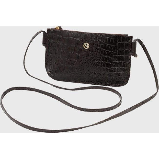 Bolsa Transversal Couro Mariart Croco 202MRT Café