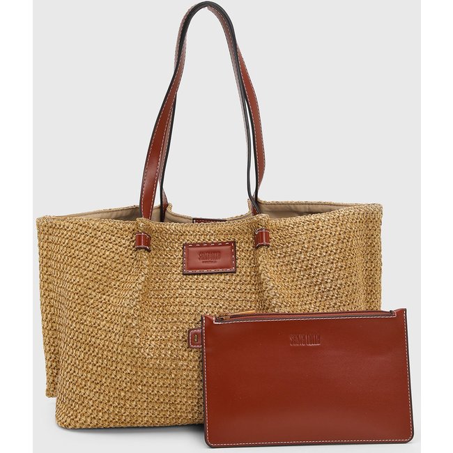 Bolsa Grande Santa Lolla Tramada com Necessaire Bege