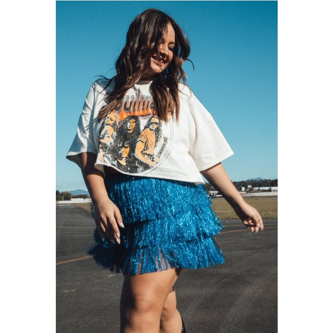 Short Saia De Franjas Longas Azul marinaegabriella