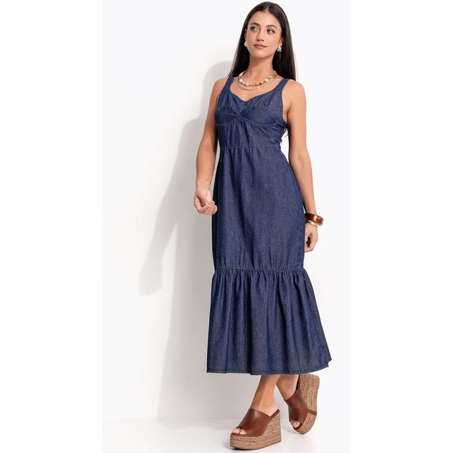 Vestido Em Jeans Jeans Escuro Quintess