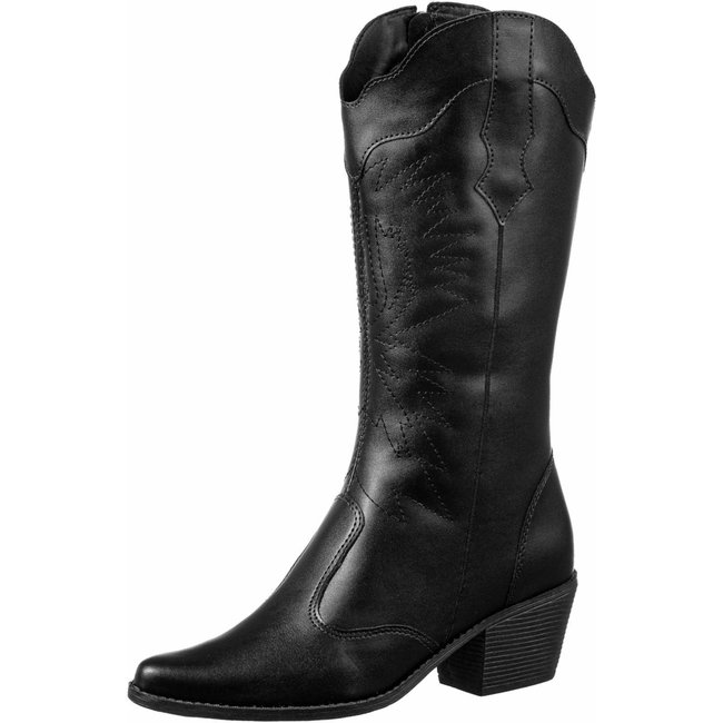 Bota Texana Country Gigil Cano Médio Bordada Preto