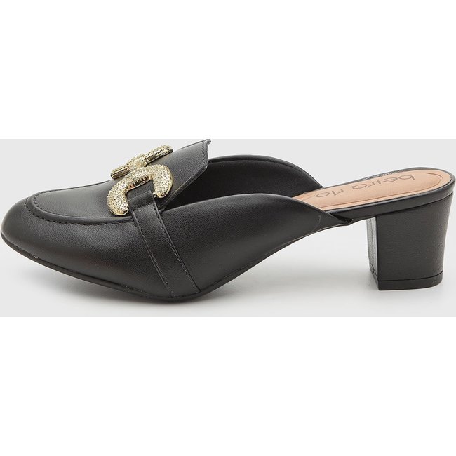 Scarpin Mule Feminino Beira Rio Bico Arredondado Preto