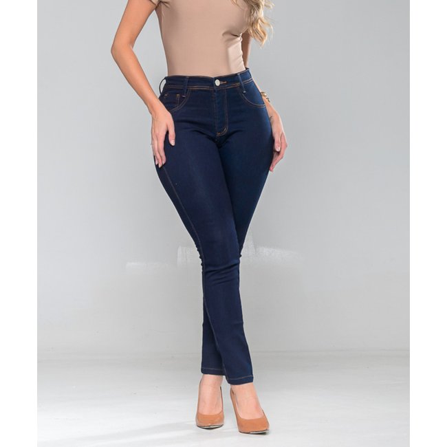 Calça Jeans Feminina Skinny Alpha Street Wear Fashion e Estilosa Azul Escura