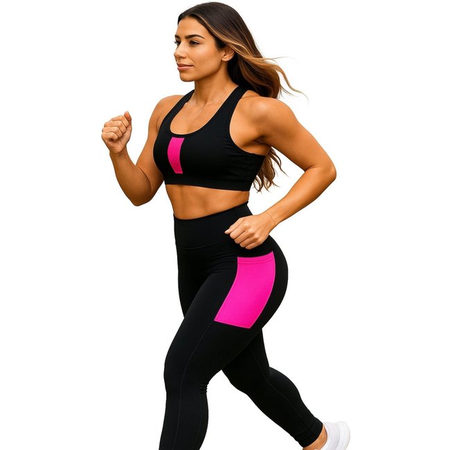 Conjunto Academia Cintura Alta Calça com Bolso e Top Academia