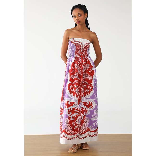 Vestido FARM Midi Santorini Lilás