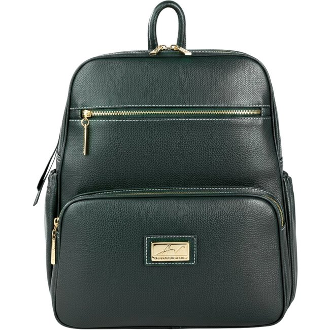 Mochila grande de couro liso Zooey - Verde Militar