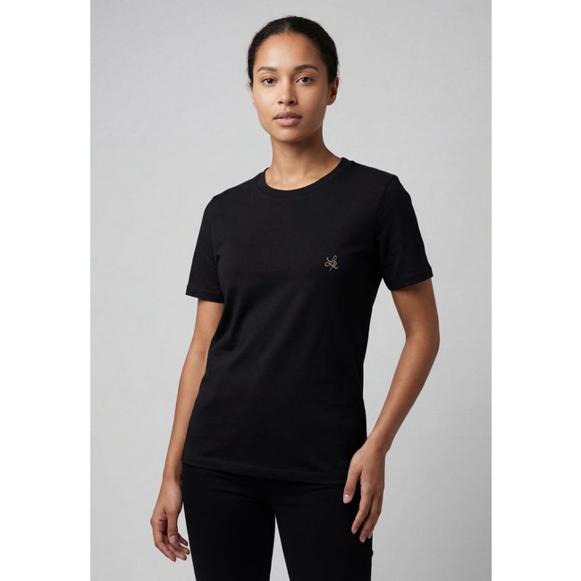 Camiseta Feminina Lança Perfume Logo Bordado Preta