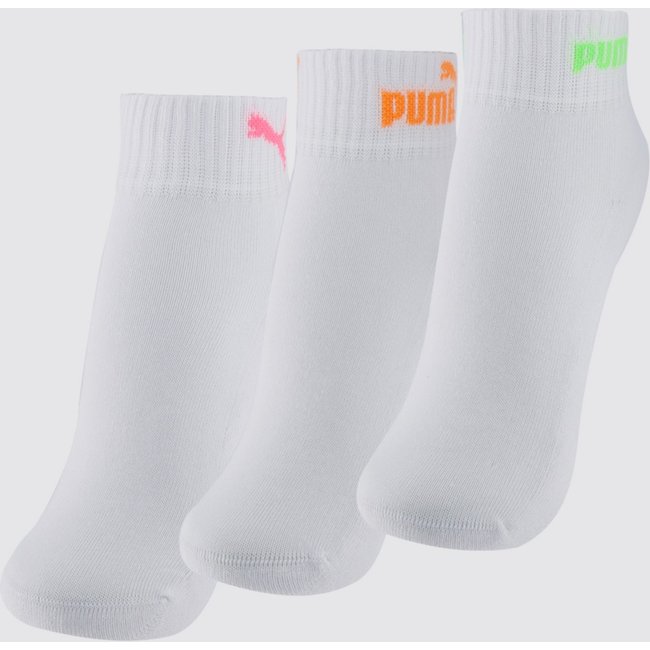 Kit Meia Puma Cano Baixo 3 Pares Feminina Branca e