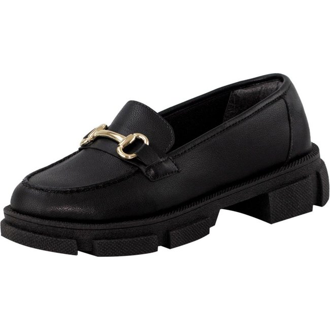 Mocassim Tratorado Lumiss Sapato Oxford Plataforma Preto