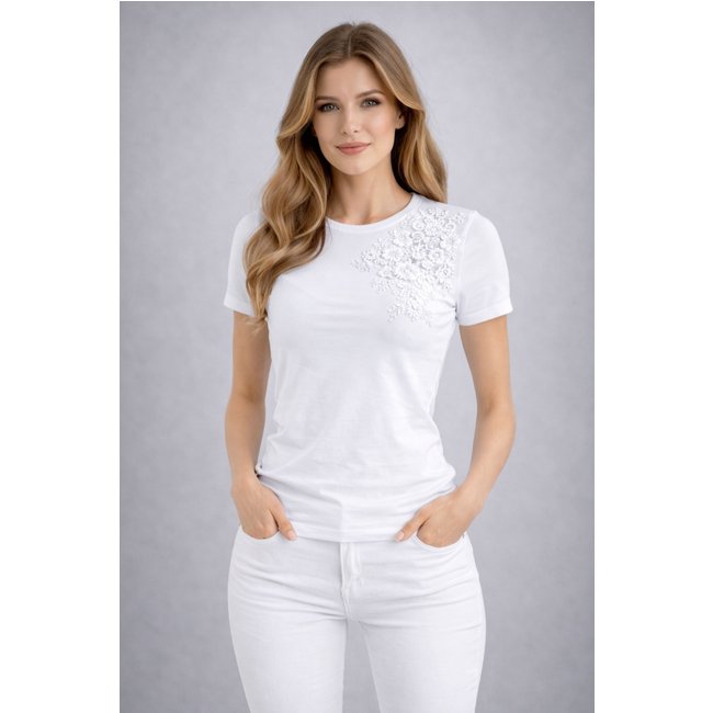 T-shirt D Bell Outlet Fashion Floral Branca