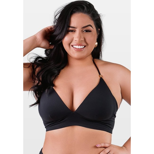 Top Summer Soul Frente Única Plus Size Preto