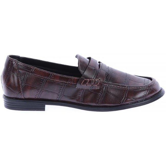 Charlotte - Mocassim Feminino Croco Marrom Marrom