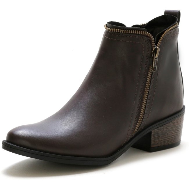Bota Feminina Bredeni Cano Baixo Detalhe Zíper Café