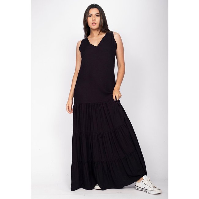 Vestido Aurora Longo Amazonia Vital Viscose Preto