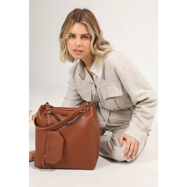 Bolsa Feminina Retta Sacola Com Porta Óculos Caramelo