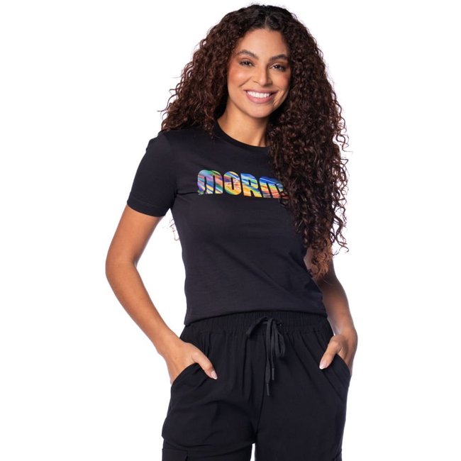 Blusa Feminina Baby Tee Mormaii Cropped Estampa Neon Preto