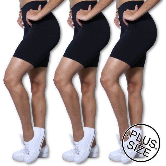 Kit 3 Bermudas Plus Size Heide Ribeiro Basic Suplex Academia Preto