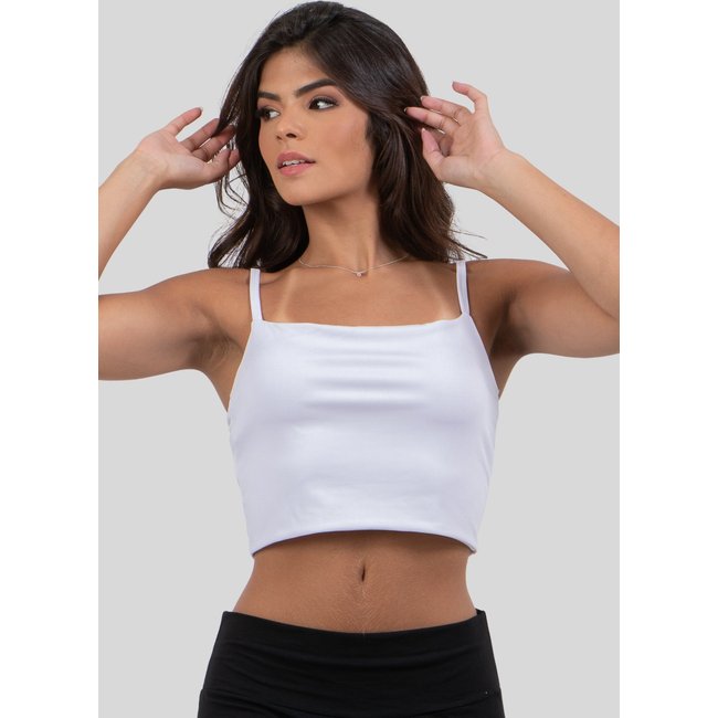 Blusa Cropped Alcinha Diluxo Reto Branco
