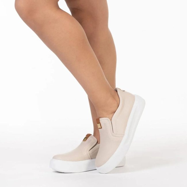 Tênis Pegada Casual Slip On Textura Feminino Branco
