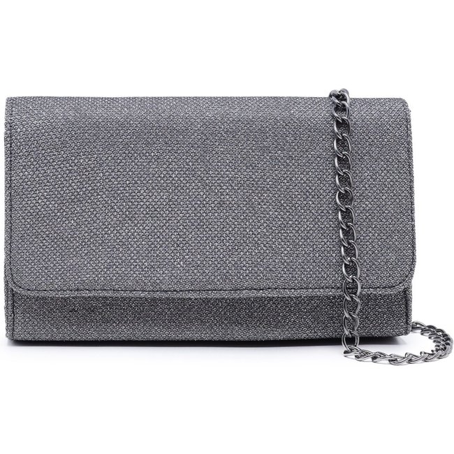 Bolsa Clutch De Mão Feminina Com Glitter Brilho Prata Carmelo Shoes