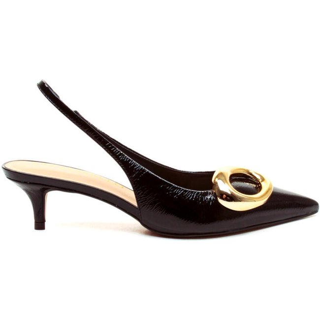 Slingback Couro Preto Salto Baixo Cecconello 2629015-2