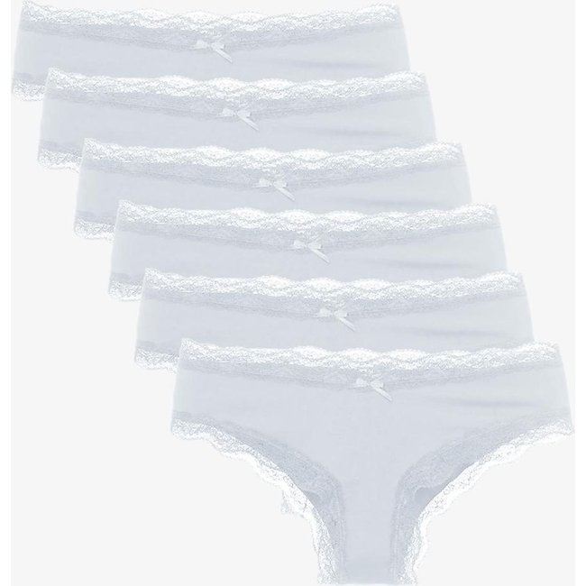 Kit 6 Calcinhas Boyshort Algodão Pop Colors Branco Loungerie