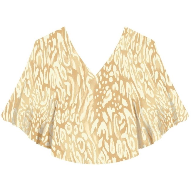 Blusa Estampada Com Mangas Amplas E Decote Em V