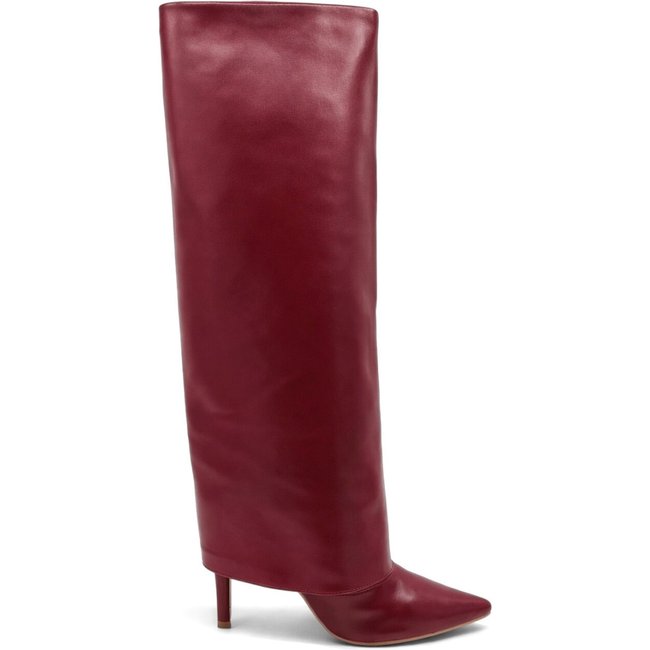 Bota Feminina Salto Fino Cano Longo Com Capa Luxo Sete Sales 1796 Vinho
