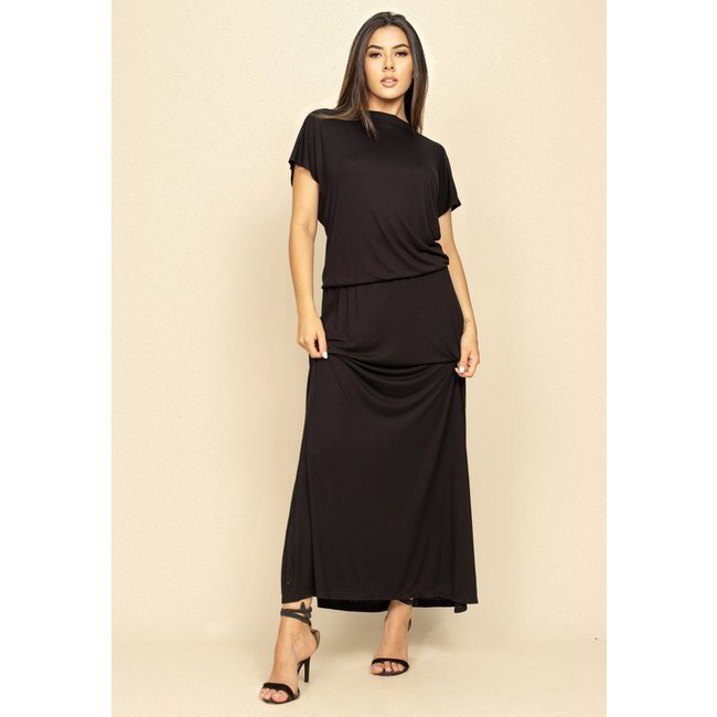 Vestido Longo Morcego Malha Preto