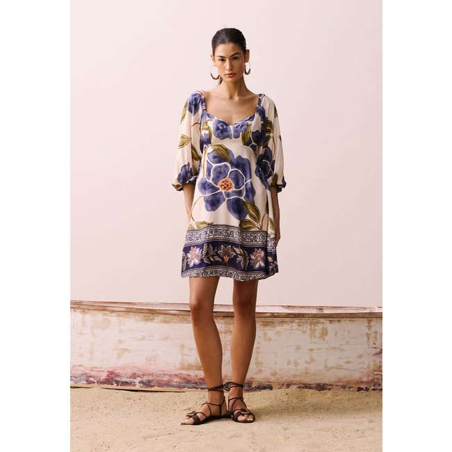 Vestido CaCay Curto Mangas Bufantes Off-White