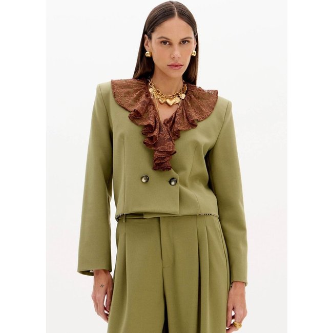 Blazer Curto Com Manga Longa Lança Perfume