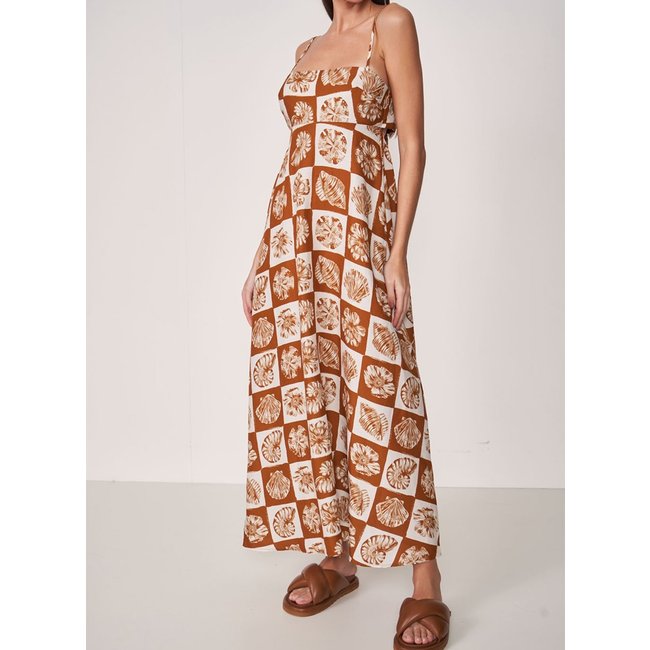 Vestido Midi Conchas Com Linho Yara Colcci Marrom