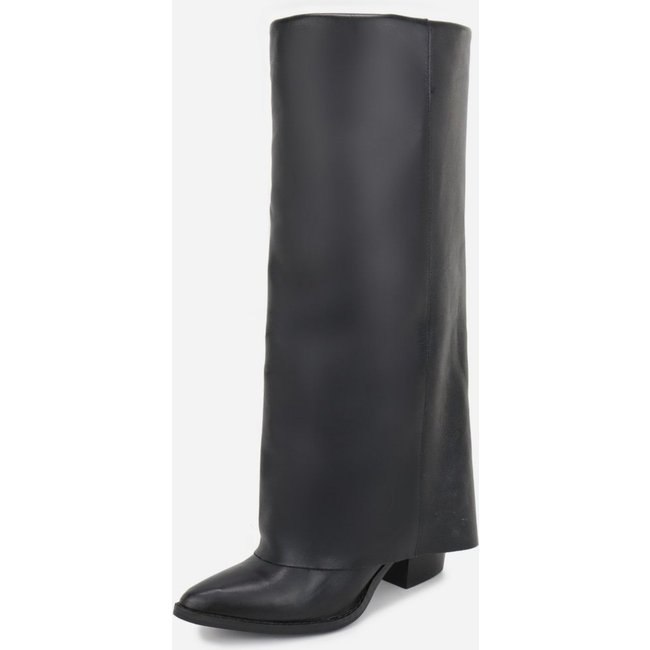 Bota Maria Paua Store Feminina Cano Longo Em Couro Salto Bloco Elegante Preto
