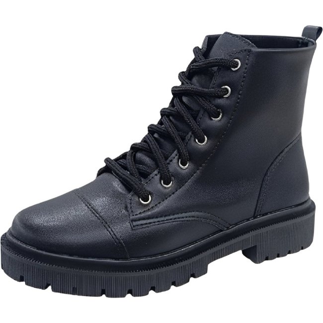 Bota Coturno Tratorado Sola Baixa Bloco Liso Preto Santa Rosa