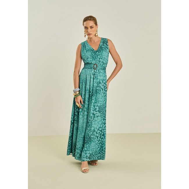 Vestido Maria Valentina Ajustado Decote V Sem Manga Longo Azul