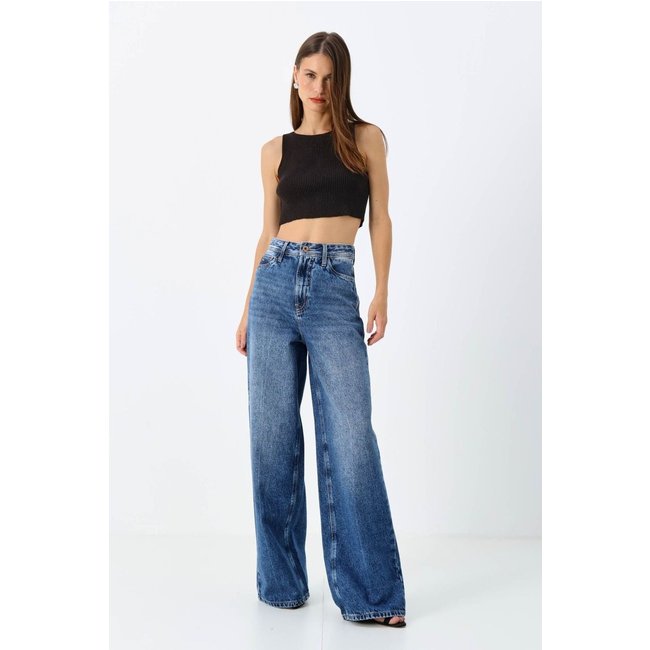 Calça Jeans Wide Leg Cintura Alta ACT Feminino