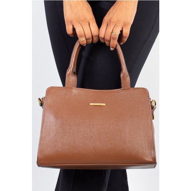 Bolsa Andrea Vinci De Couro Liso Estruturada Emili - Whisky