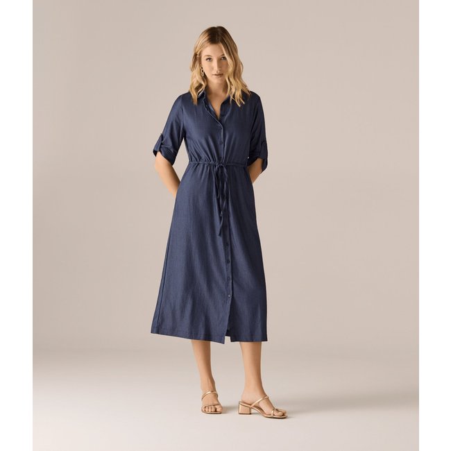 Chemise Makenji Com Bolso E Cordao Cintura Feminino Azul Indigo