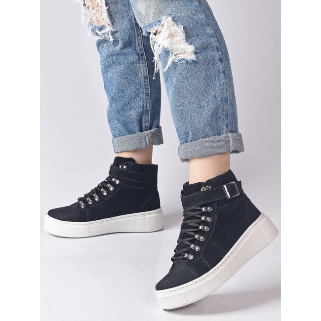 Tênis Botinha Casual Salook Preto Solado Branco Grosso