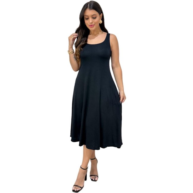 Vestido Maria Paes Midi Preto